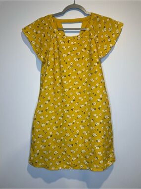 Abercrombie & Fitch Yellow Floral Cutout Back Dress